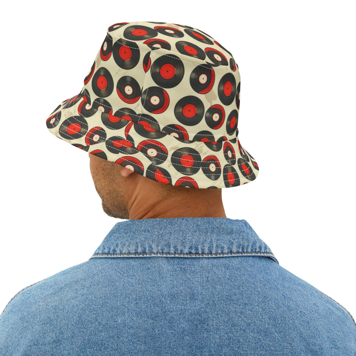 Retro Vinyl Patterned Hat Doodle Vinyl Cream Bucket Had Vinyl Pattern Hat
