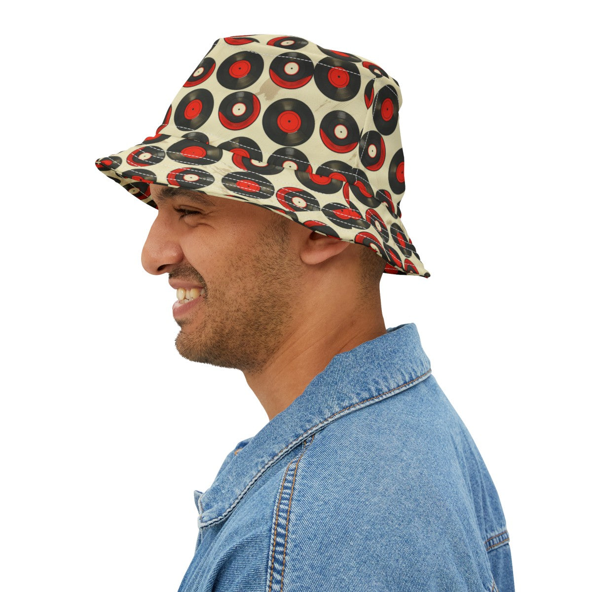 Retro Vinyl Patterned Hat Doodle Vinyl Cream Bucket Had Vinyl Pattern Hat