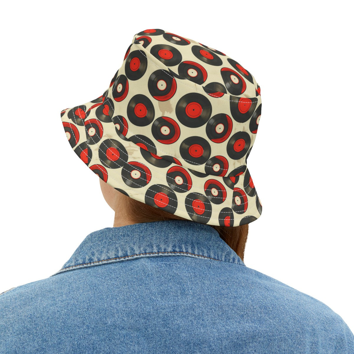 Retro Vinyl Patterned Hat Doodle Vinyl Cream Bucket Had Vinyl Pattern Hat