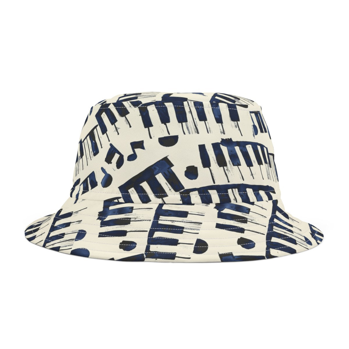 Piano Keys Patterned Bucket Hat Unisex Piano Pattern Hat Gift for Piano Lovers Gift for Music Lovers Cream Piano Keys Hat