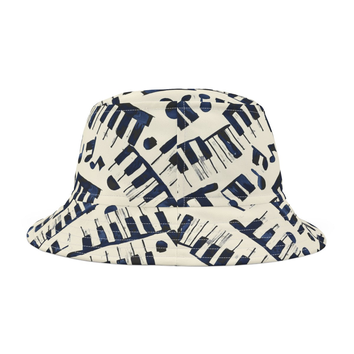 Piano Keys Patterned Bucket Hat Unisex Piano Pattern Hat Gift for Piano Lovers Gift for Music Lovers Cream Piano Keys Hat
