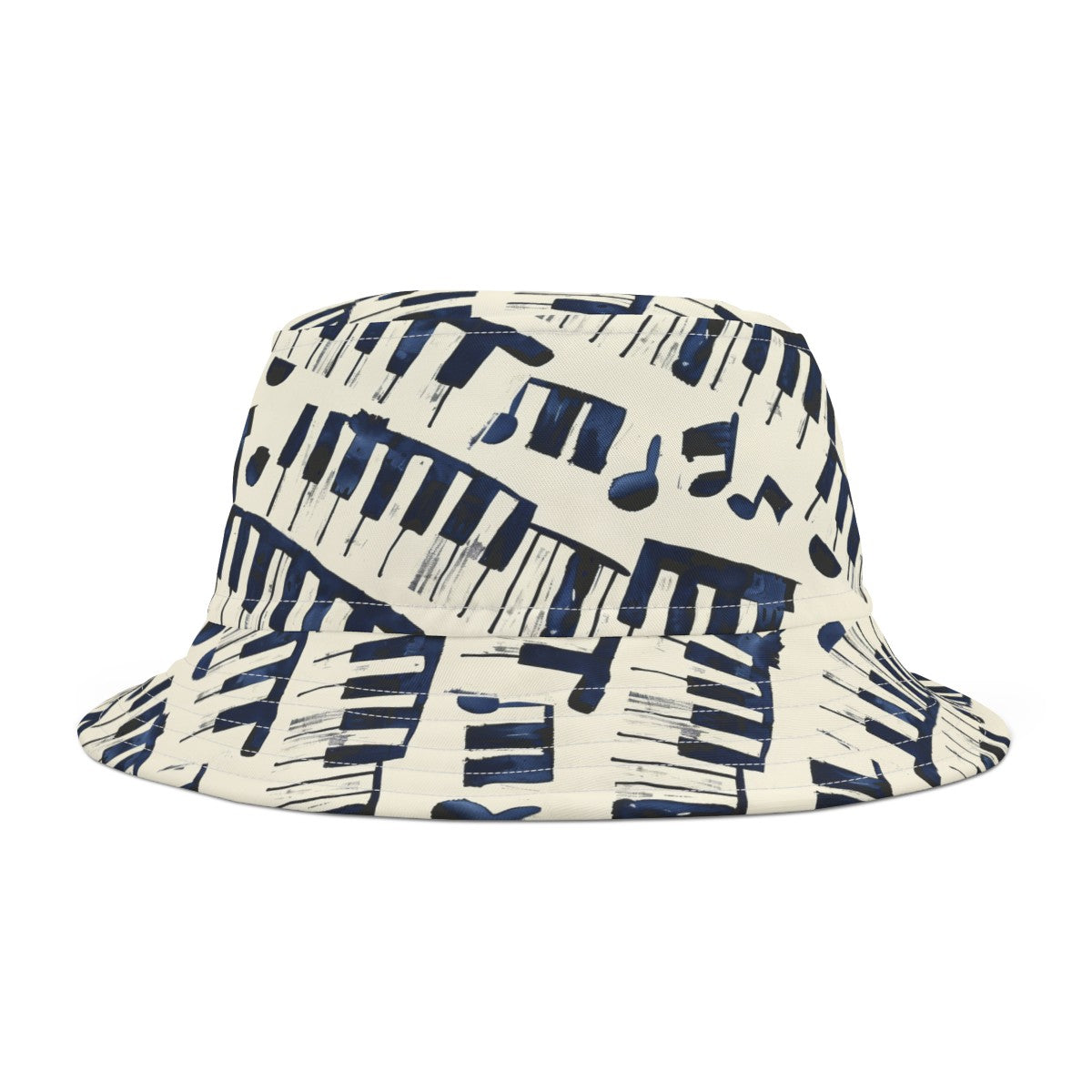 Piano Keys Patterned Bucket Hat Unisex Piano Pattern Hat Gift for Piano Lovers Gift for Music Lovers Cream Piano Keys Hat