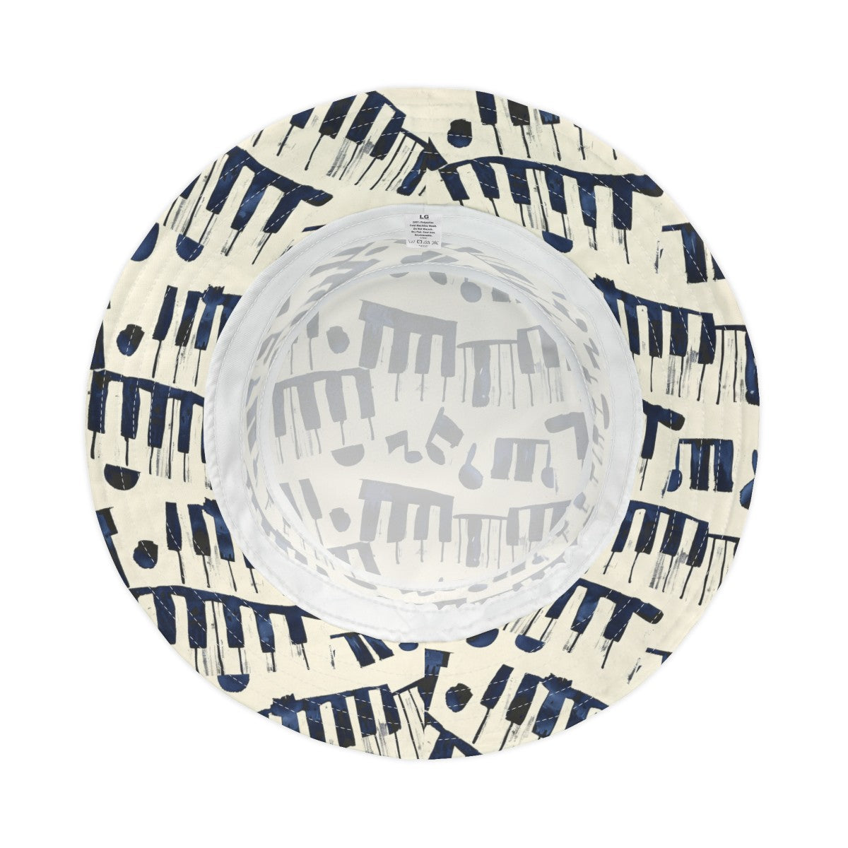 Piano Keys Patterned Bucket Hat Unisex Piano Pattern Hat Gift for Piano Lovers Gift for Music Lovers Cream Piano Keys Hat