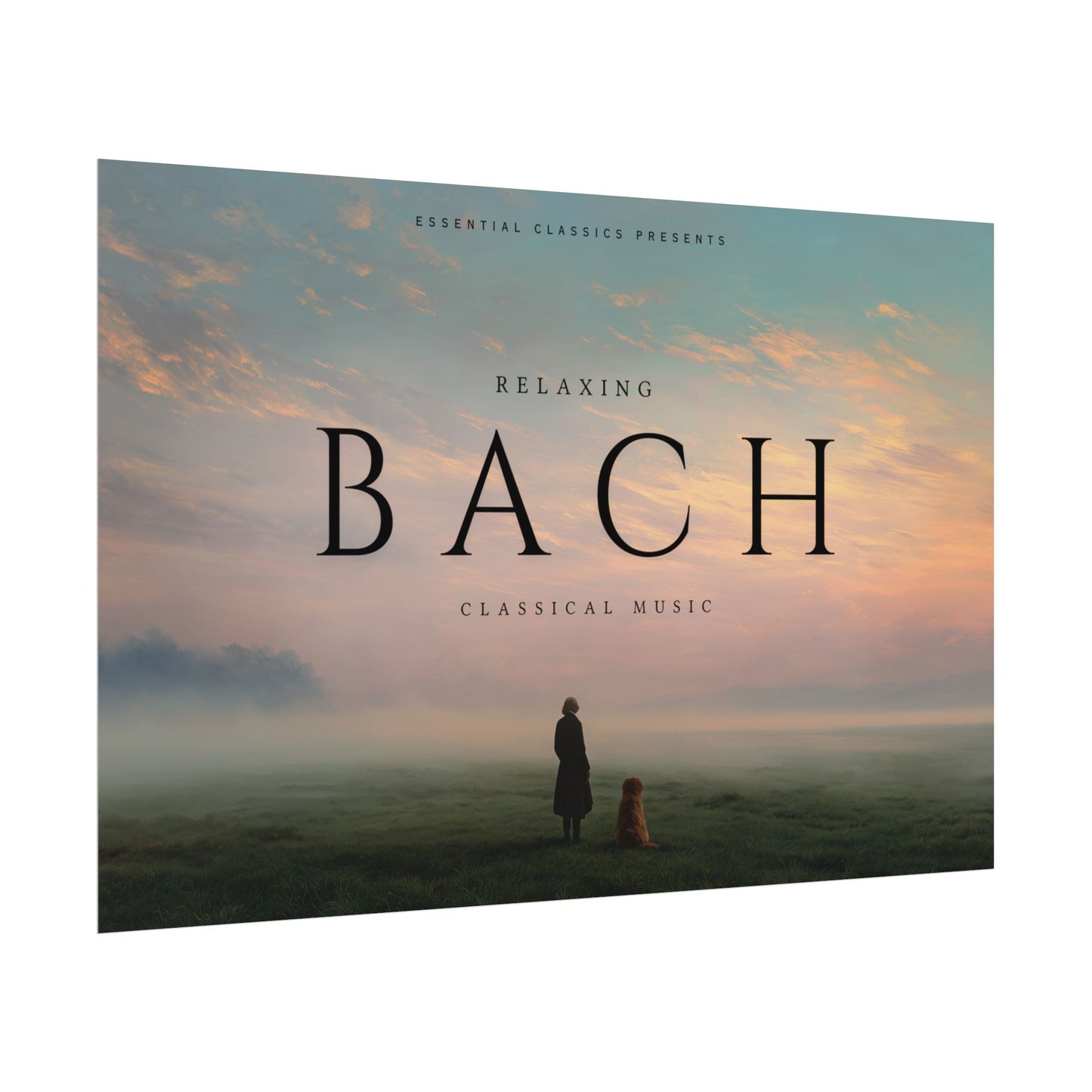 Relaxing Bach - Tranquil Feeling Print, Sunset Poster, Dog Lovers Print, Country Landscape Poster, Relaxation Print