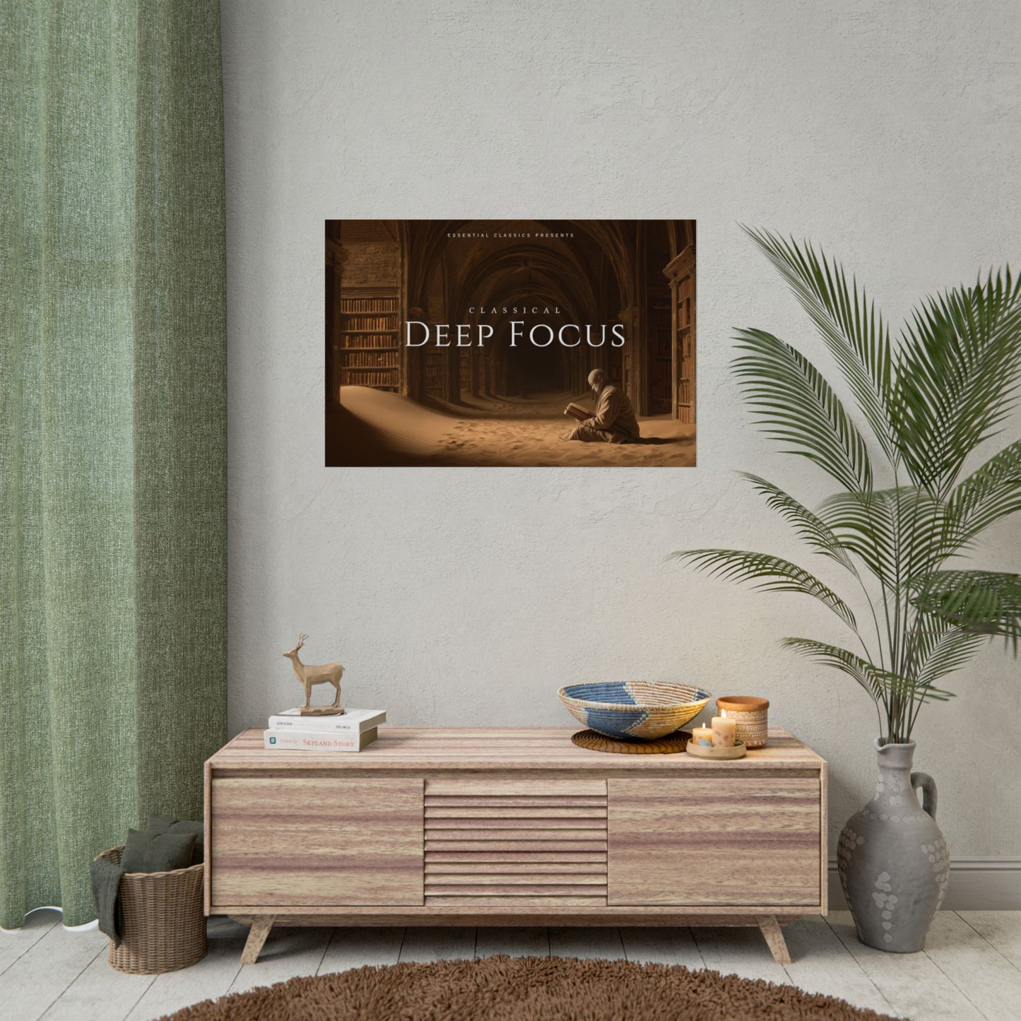 Deep Focus - Classical Music for Thinking Poster, Peaceful Library Print, Nature Library Poster, Apocalyptic Library