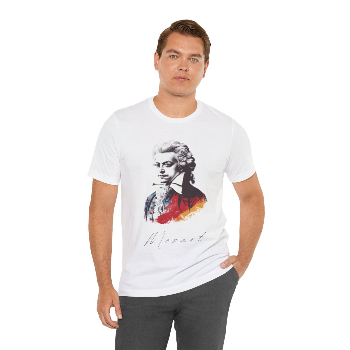 Mozart White T-Shirt - Handwriting Mozart Printed T-Shirt, Wolfgang Amadeus Mozart T-Shirt, Classical Music T-Shirt, Music T-Sirt