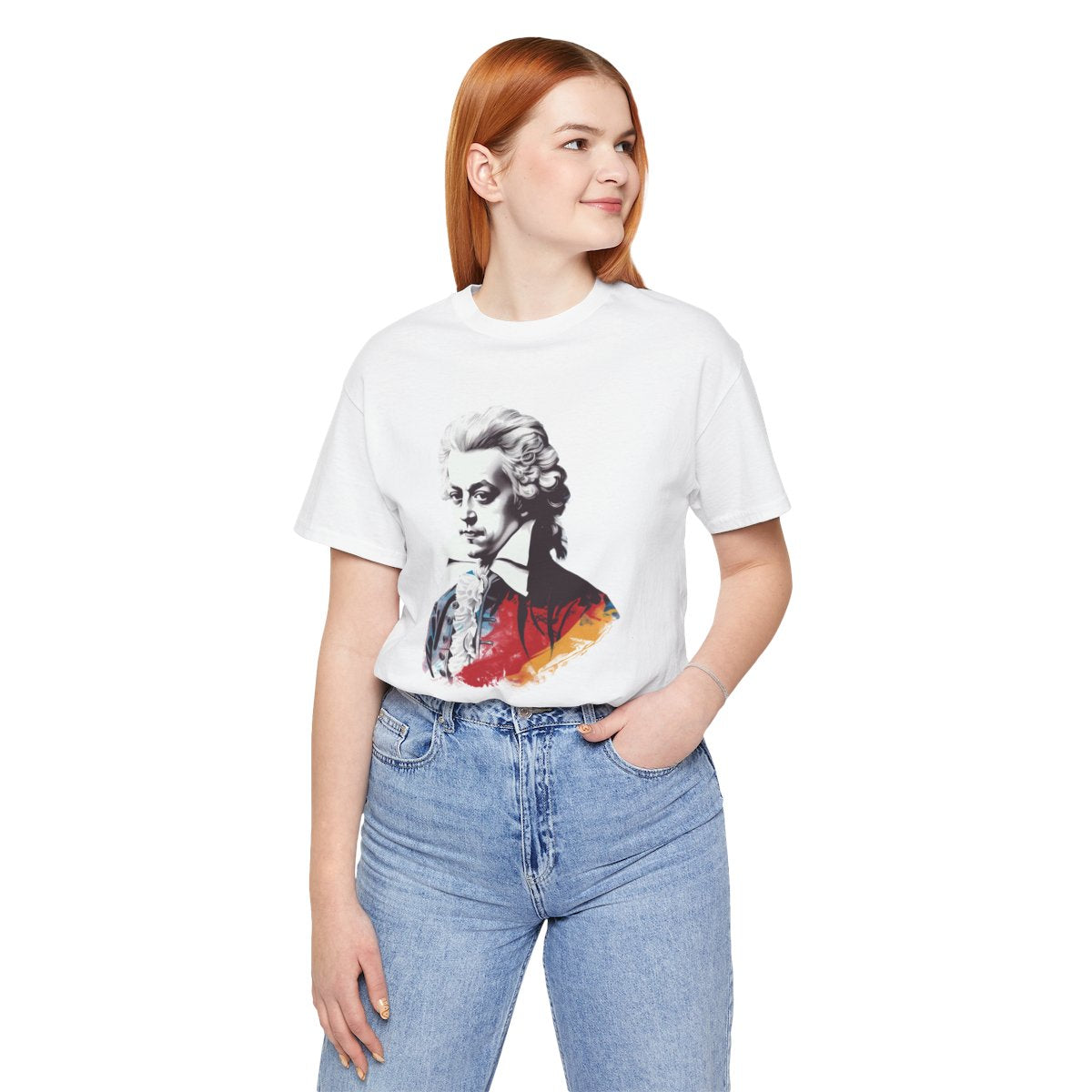 Mozart White T-Shirt - Handwriting Mozart Printed T-Shirt, Wolfgang Amadeus Mozart T-Shirt, Classical Music T-Shirt, Music T-Sirt
