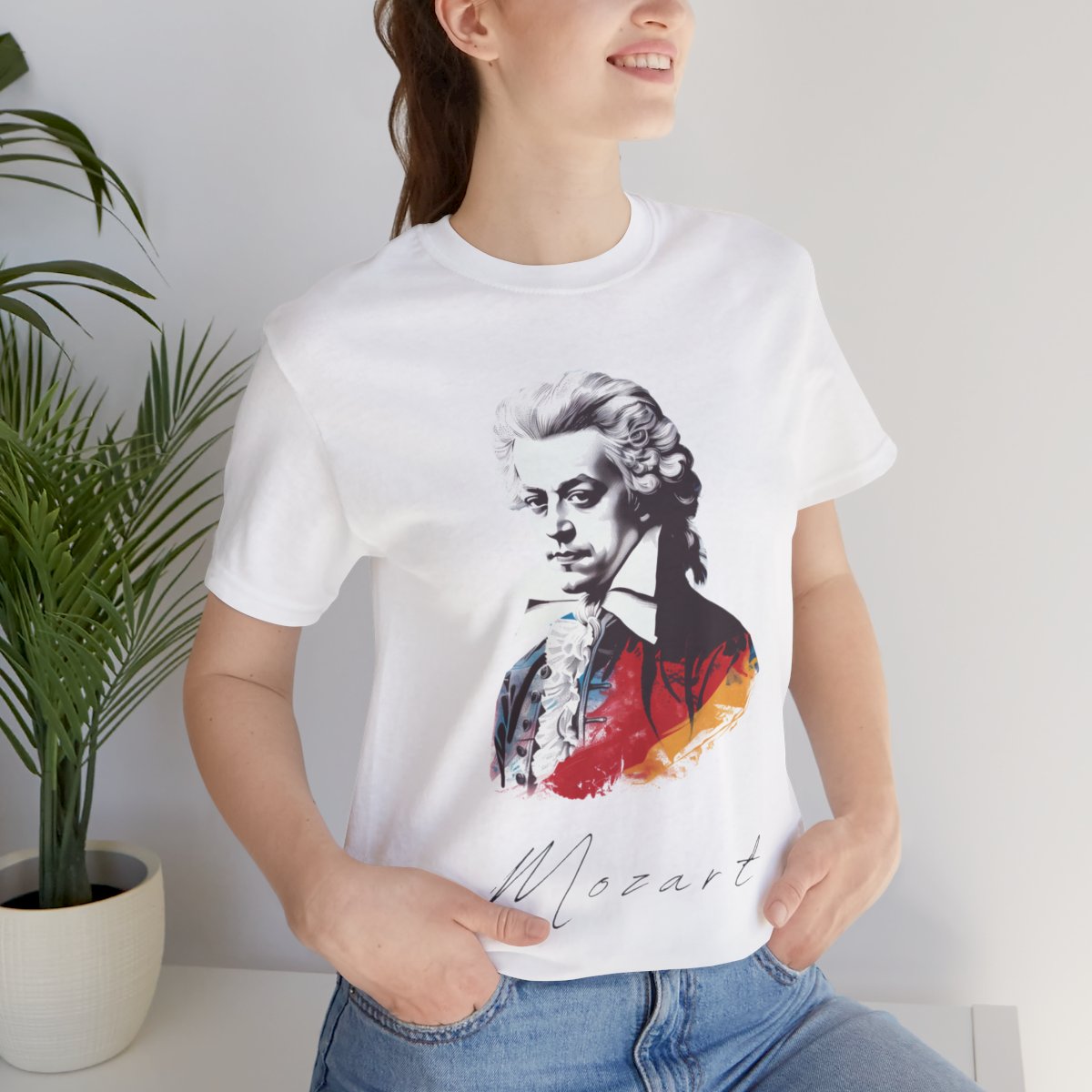 Mozart White T-Shirt - Handwriting Mozart Printed T-Shirt, Wolfgang Amadeus Mozart T-Shirt, Classical Music T-Shirt, Music T-Sirt