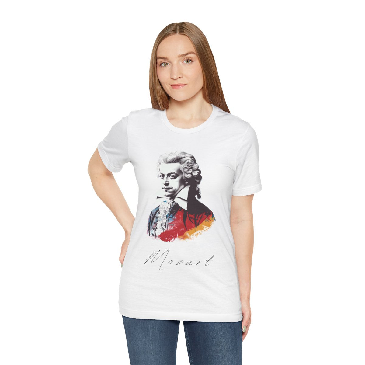 Mozart White T-Shirt - Handwriting Mozart Printed T-Shirt, Wolfgang Amadeus Mozart T-Shirt, Classical Music T-Shirt, Music T-Sirt