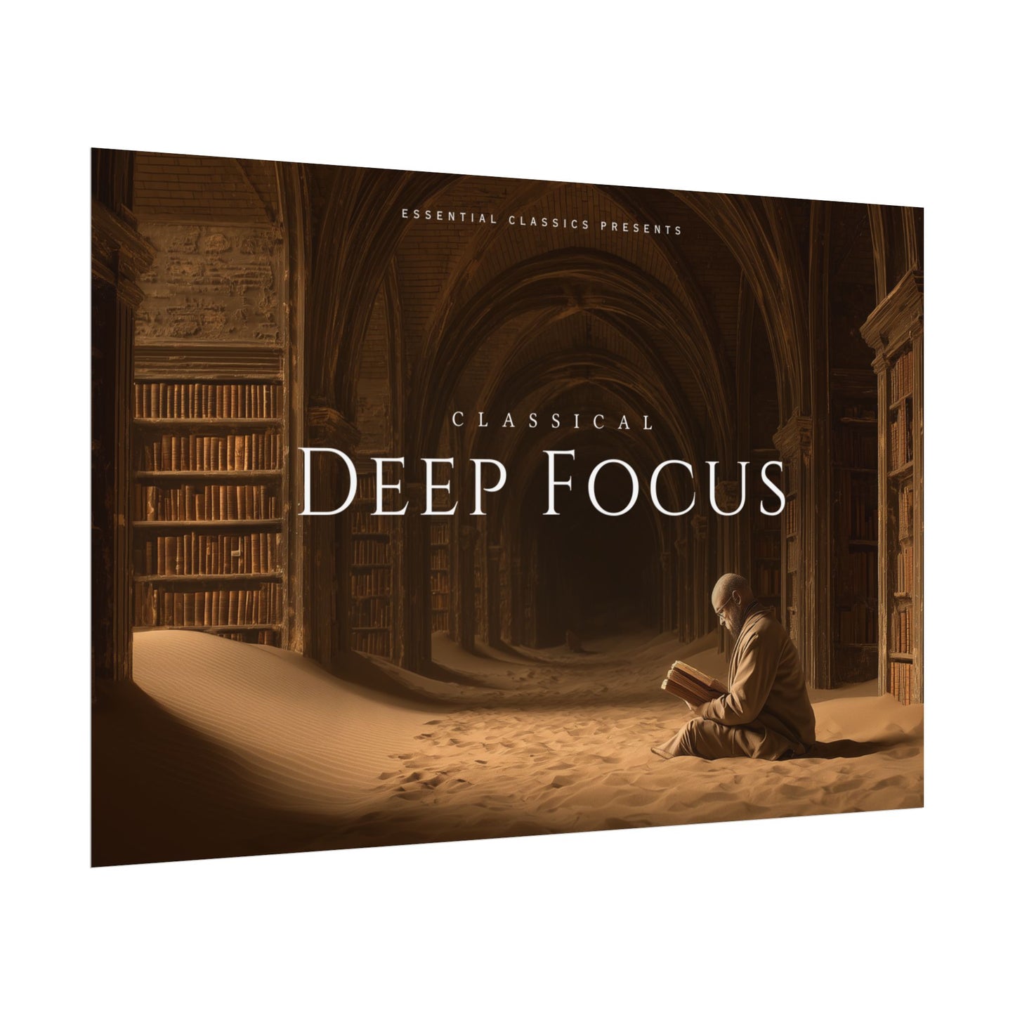 Deep Focus - Classical Music for Thinking Poster, Peaceful Library Print, Nature Library Poster, Apocalyptic Library