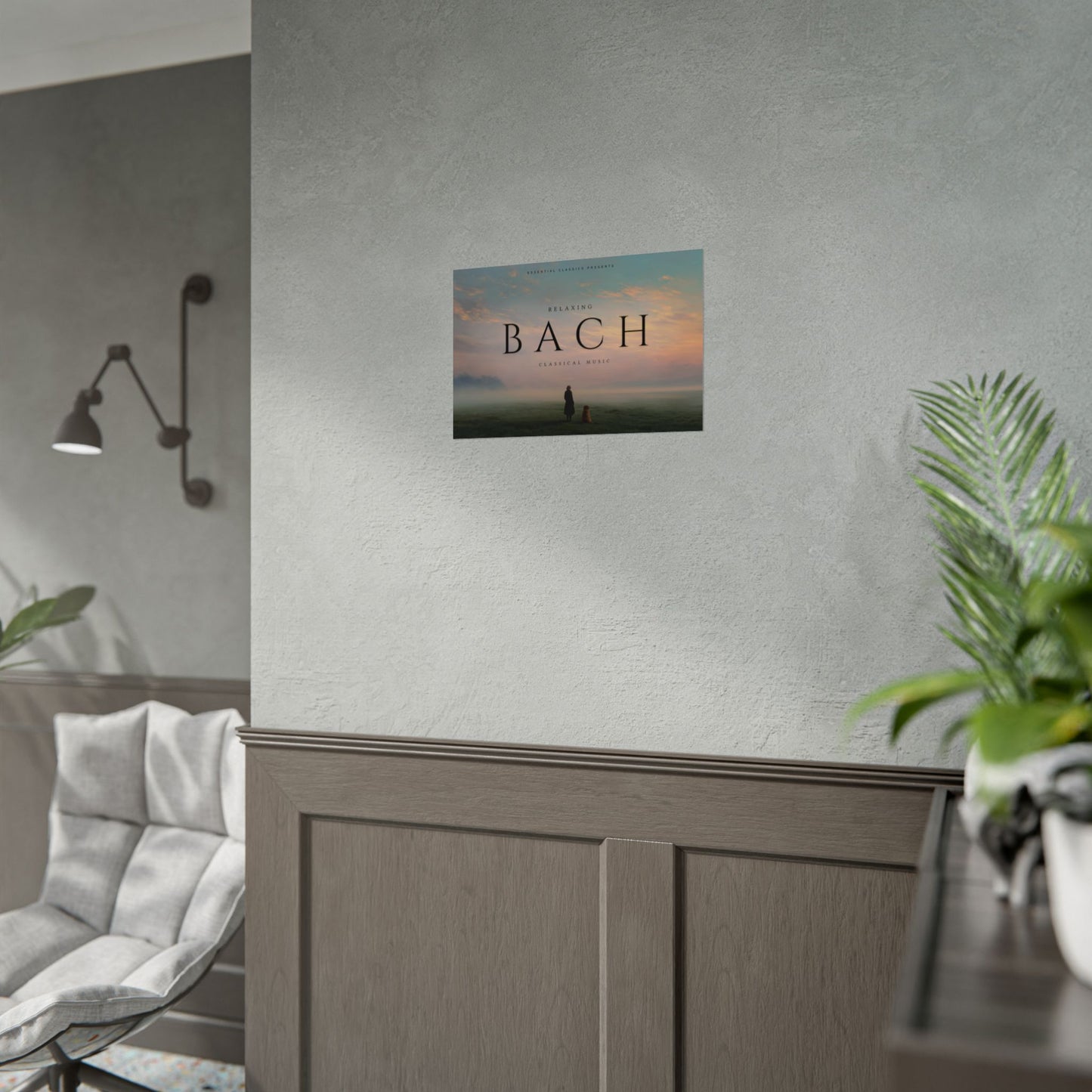 Relaxing Bach - Tranquil Feeling Print, Sunset Poster, Dog Lovers Print, Country Landscape Poster, Relaxation Print
