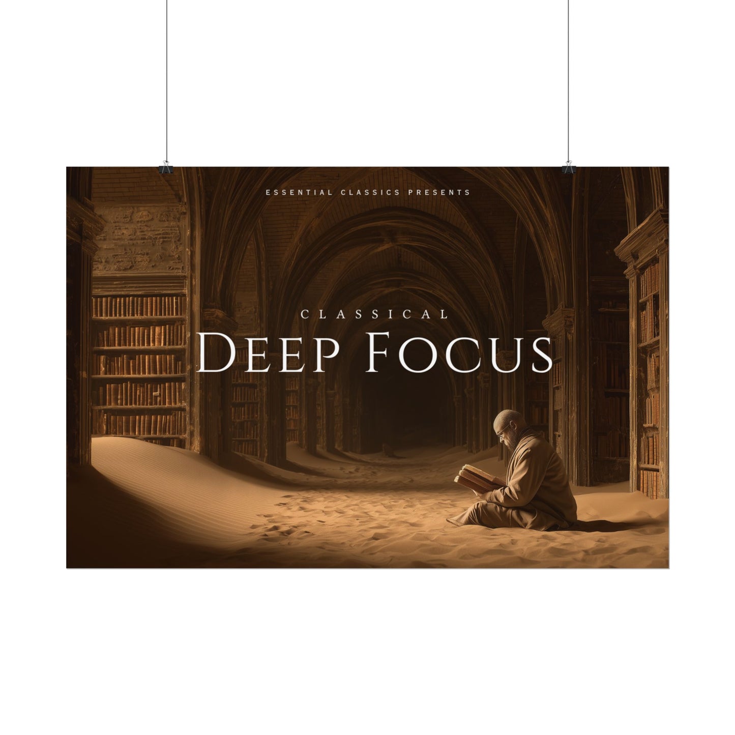Deep Focus - Classical Music for Thinking Poster, Peaceful Library Print, Nature Library Poster, Apocalyptic Library