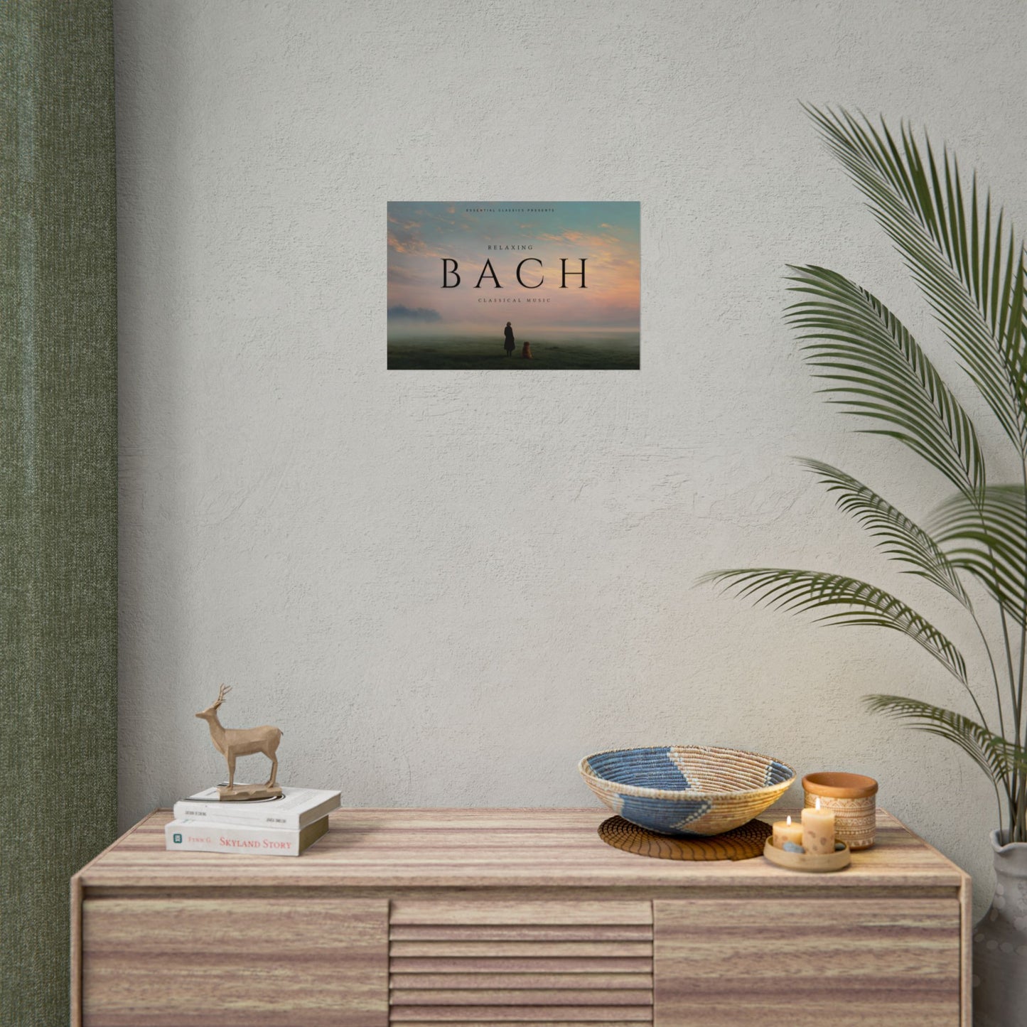 Relaxing Bach - Tranquil Feeling Print, Sunset Poster, Dog Lovers Print, Country Landscape Poster, Relaxation Print