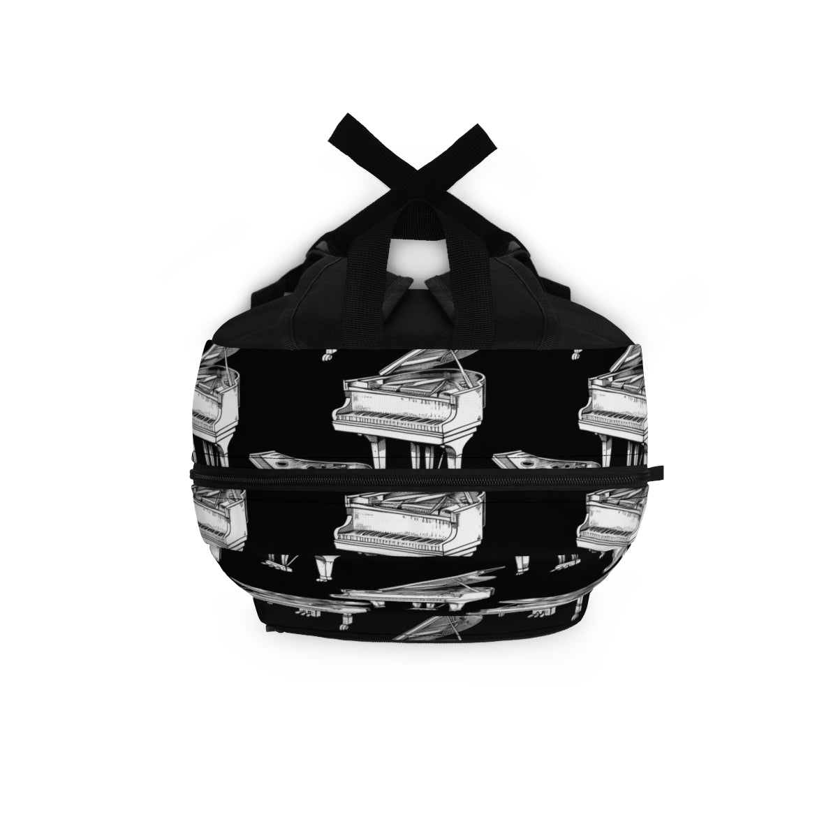 Black and White Piano Patterned Backpack Doodle Piano Black Backpack