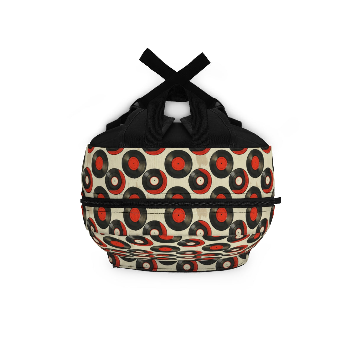 Retro Vinyl Patterned Backpack Doodle Vinyl Cream Backpack Vinyl Pattern Bag
