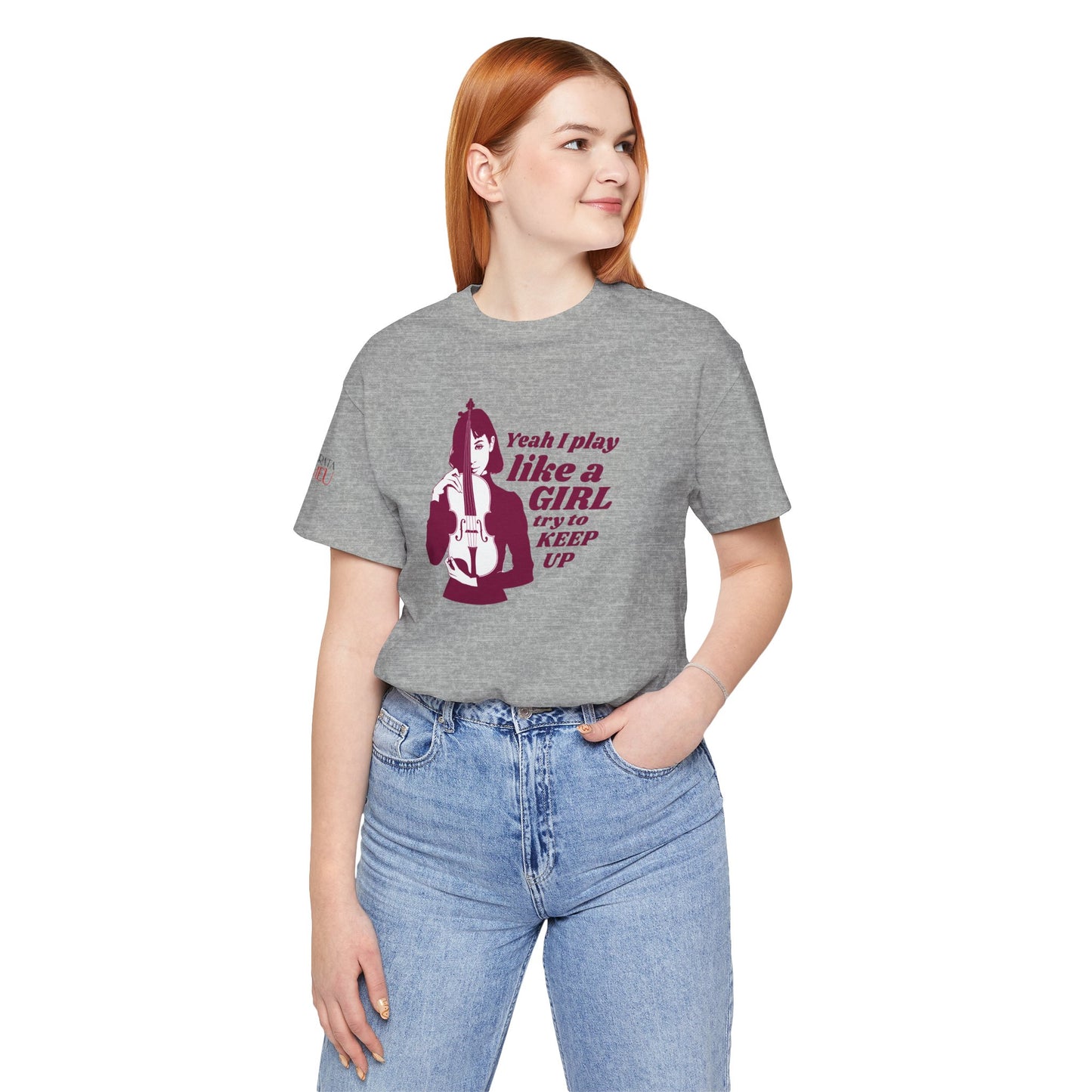 Play like a Girl- Violin T-Shirt (Light): Camerata Romeu Shirt, Play like a Girl Shirt, Orchestra Shirt, Female Musician Shirt, Violin Shirt
