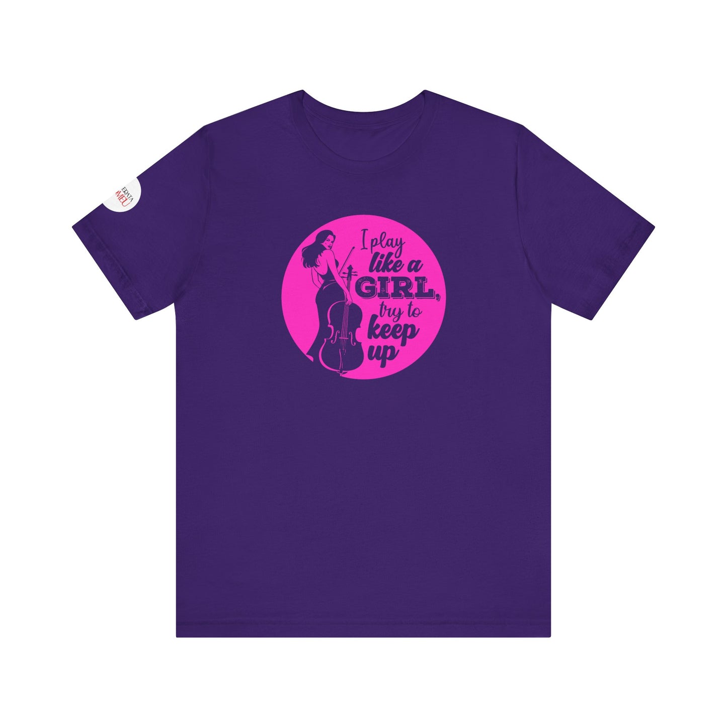 Play like a Girl T-Shirt (Dark): Camerata Romeu Shirt, Play like a Girl Shirt, Orchestra Shirt, Female Musician Shirt, Cello Shirt