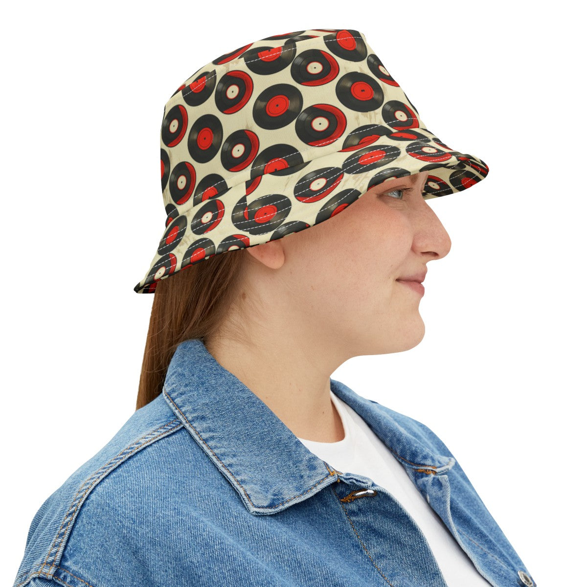 Retro Vinyl Patterned Hat Doodle Vinyl Cream Bucket Had Vinyl Pattern Hat