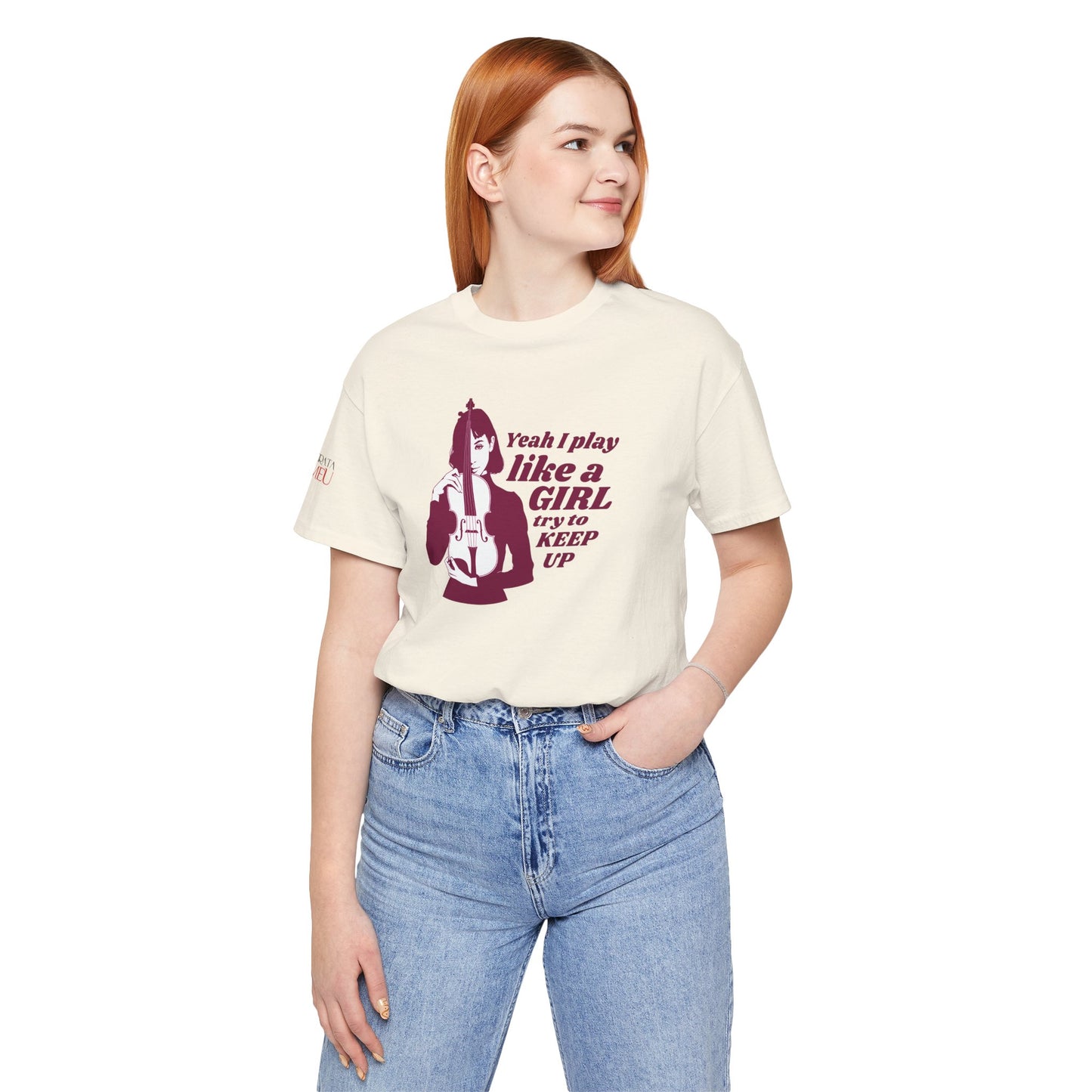 Play like a Girl- Violin T-Shirt (Light): Camerata Romeu Shirt, Play like a Girl Shirt, Orchestra Shirt, Female Musician Shirt,  Violin Shirt