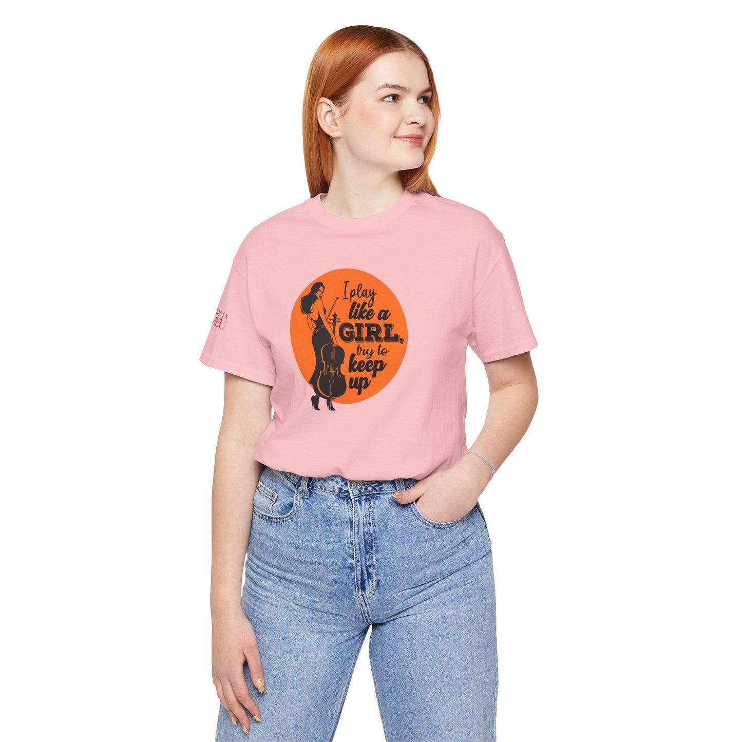Play like a Girl T-Shirt (Light): Camerata Romeu Shirt, Play like a Girl Shirt, Orchestra Shirt, Female Musician Shirt, Cello Shirt