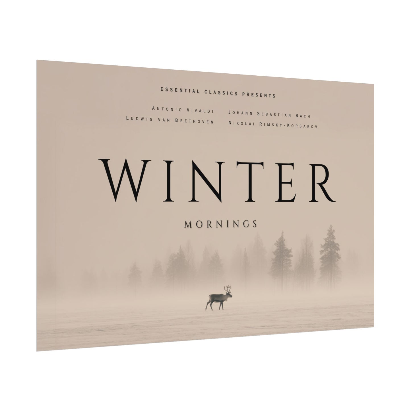 Winter Morning - Classical Music Rolled Poster, Mozart Vivaldi & Bach Inspired Art, Winter Print, Soft Morning Poster, Wilderness Print