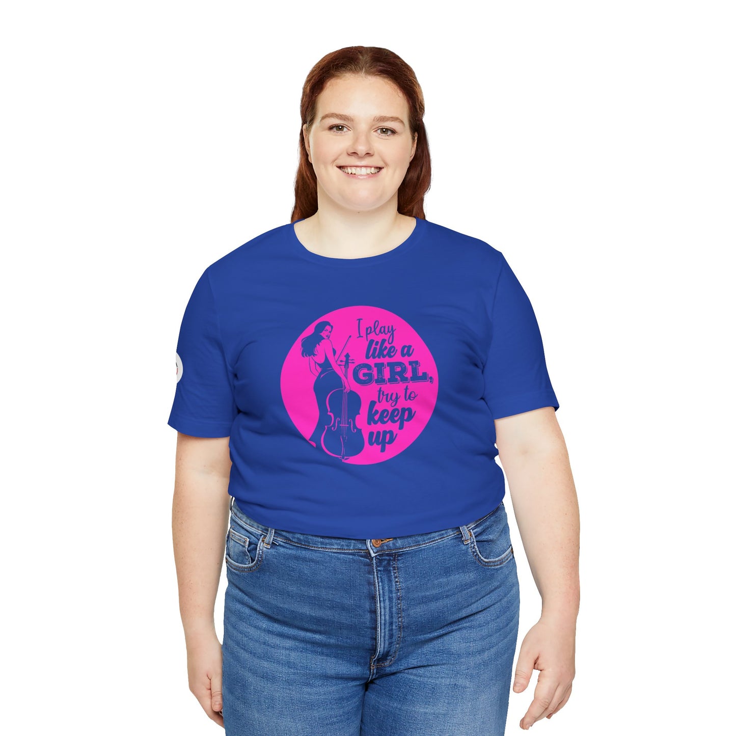 Play like a Girl T-Shirt (Dark): Camerata Romeu Shirt, Play like a Girl Shirt, Orchestra Shirt, Female Musician Shirt, Cello Shirt