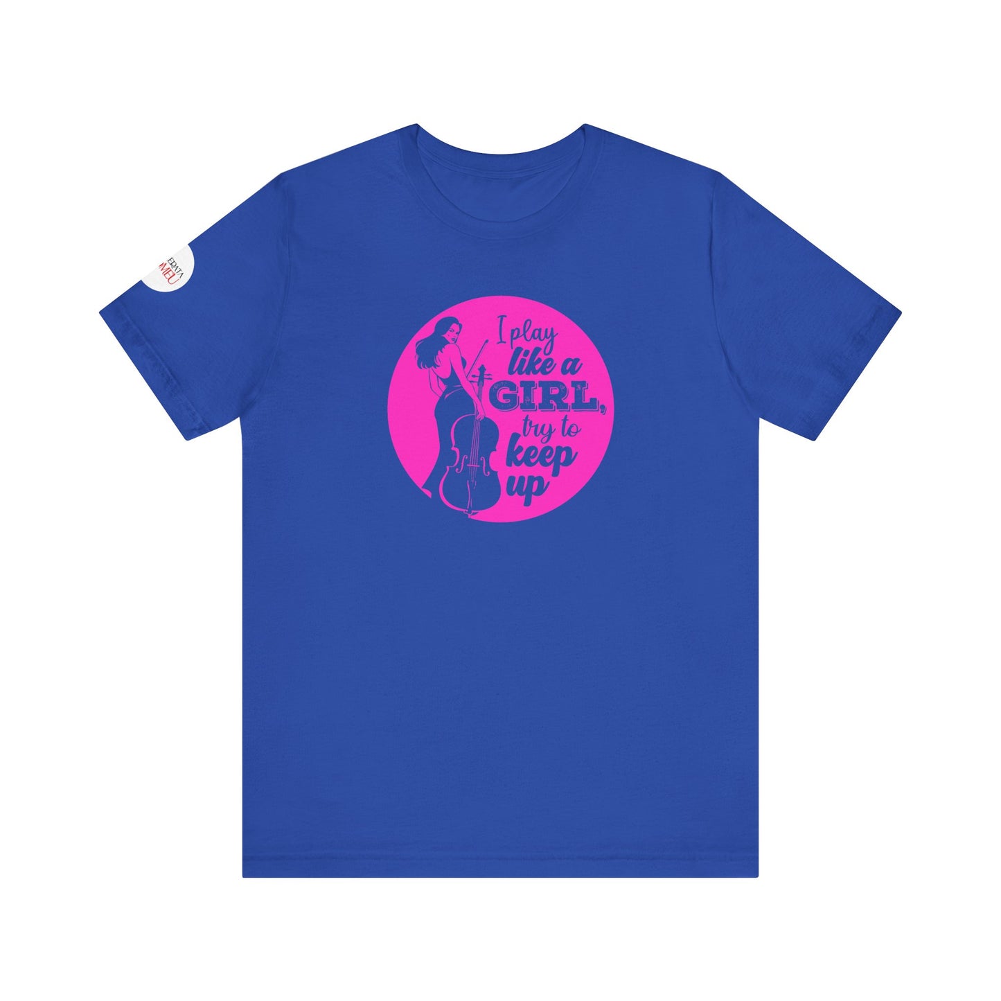 Play like a Girl T-Shirt (Dark): Camerata Romeu Shirt, Play like a Girl Shirt, Orchestra Shirt, Female Musician Shirt, Cello Shirt