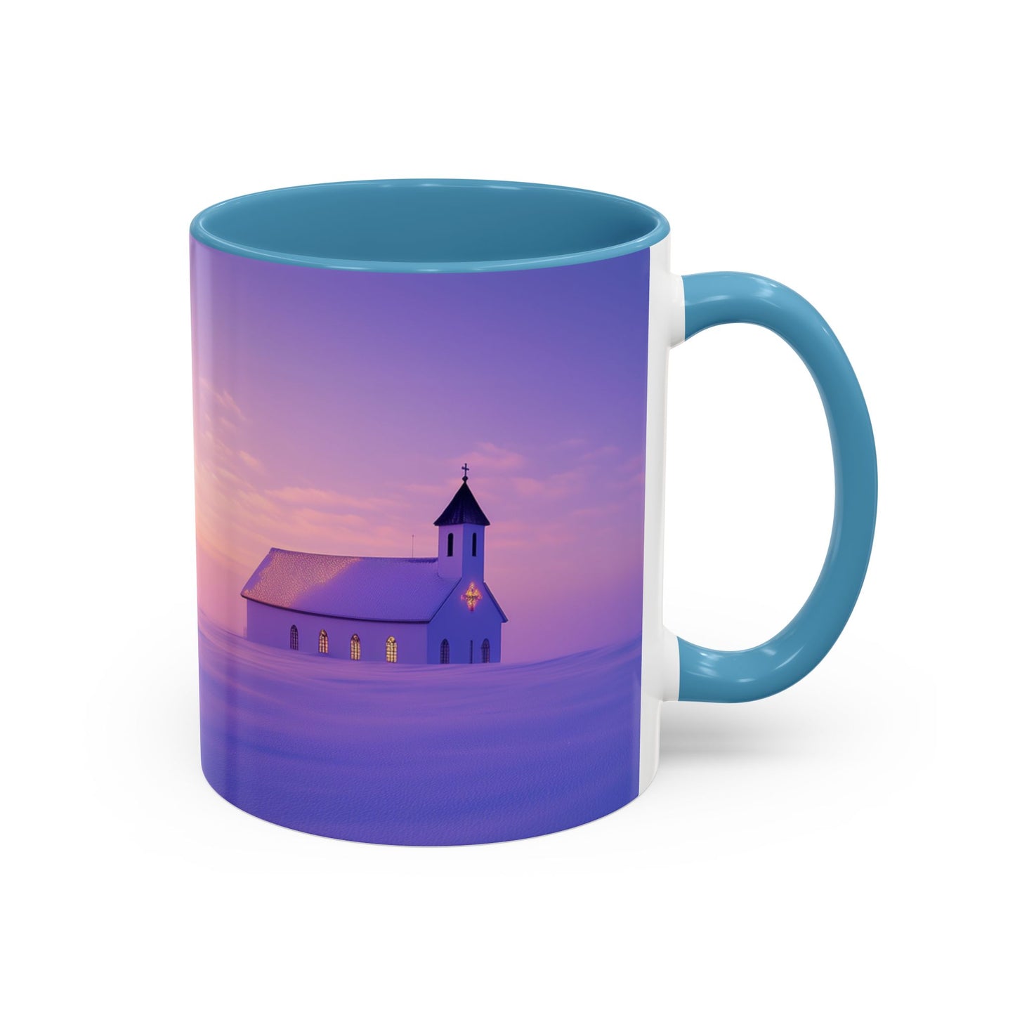 Christmas Choir Mug (USA) - Heavenly Voices Poster, Chapel Print, Snow Sunrise Print, Christmas Poster, Winter Print, Choir Concert Poster