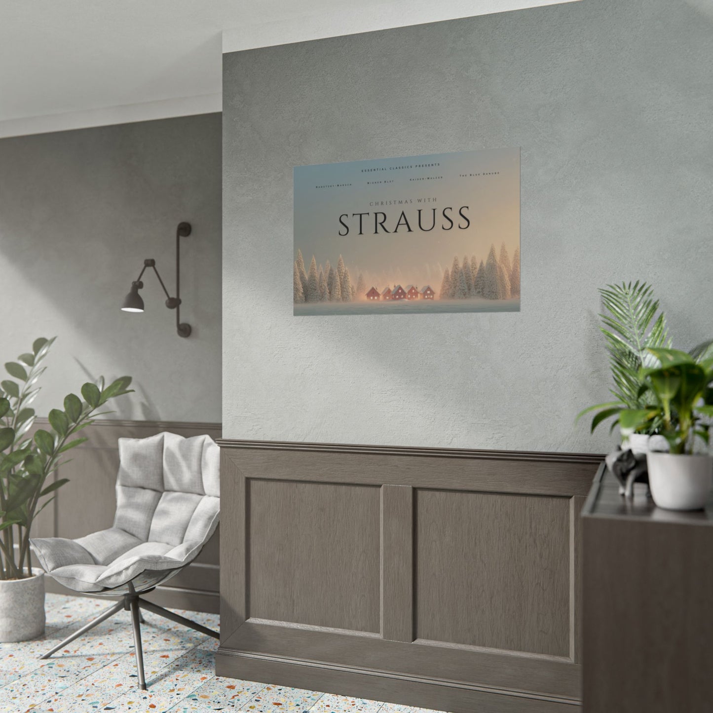 Christmas with Strauss - Classical Christmas Print, Christmas Countryside Poster, Holiday Classics Print, Richard Strauss inspired Poster