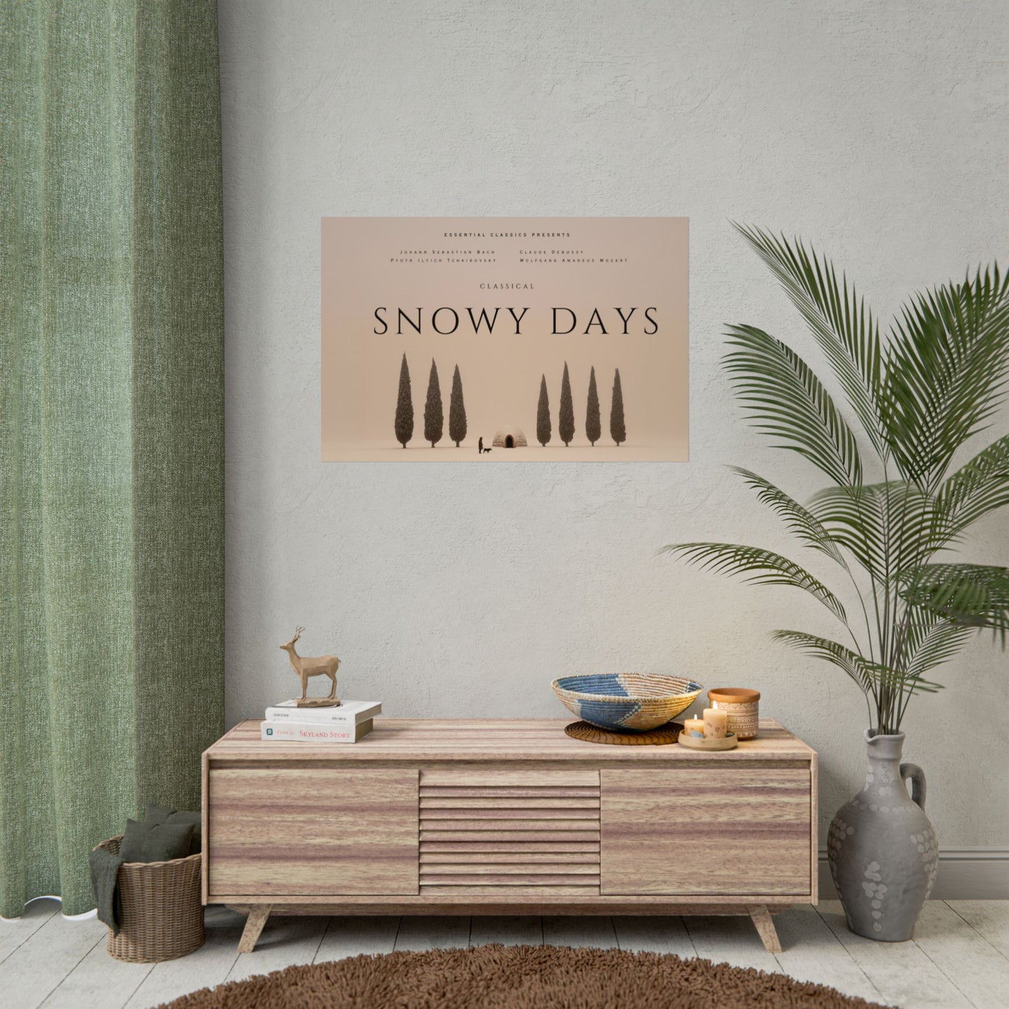 Snowy Days - Calm Classical Music Poster, Winter Print, Snow Poster, Mozart Inspired Print, Bach Inspired poster