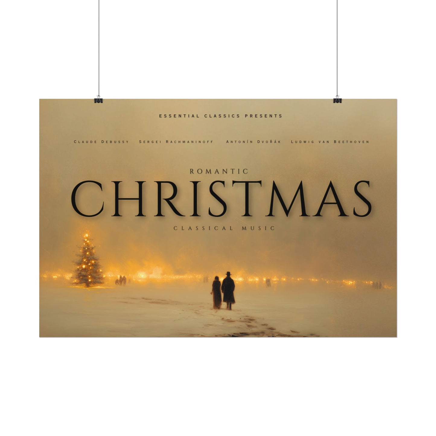 Romantic Christmas - Classical Music Inspired Poster, Winter Wonderland Print, Christmas Poster, Winter Print, Christmas Lights Poster