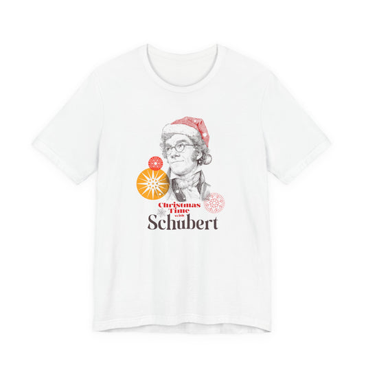 Christmas with Schubert - Holiday T-Shirt, Santa Shirt, Schubert with Santa Hat T-Shirt, Classical Music Christmas Shirt