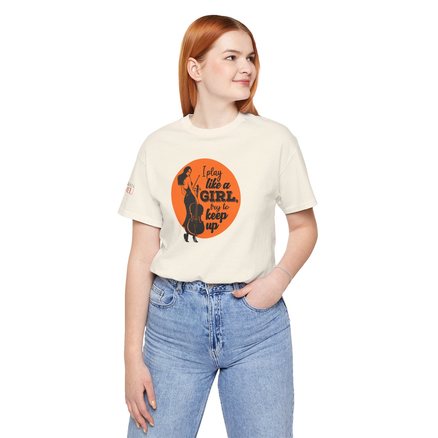 Play like a Girl T-Shirt (Light): Camerata Romeu Shirt, Play like a Girl Shirt, Orchestra Shirt, Female Musician Shirt, Cello Shirt