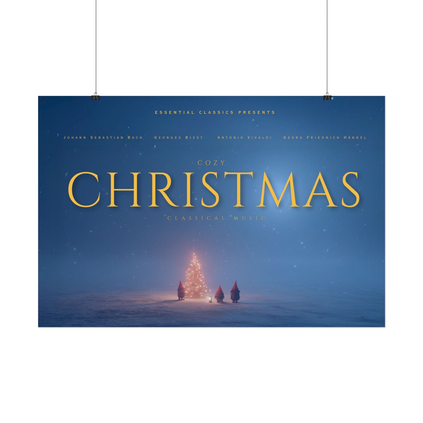 Cozy Christmas - Elves Poster, Snowy Print, Classical Music Inspired Poster, North Pole Print, Christmas Poster, Winter Print