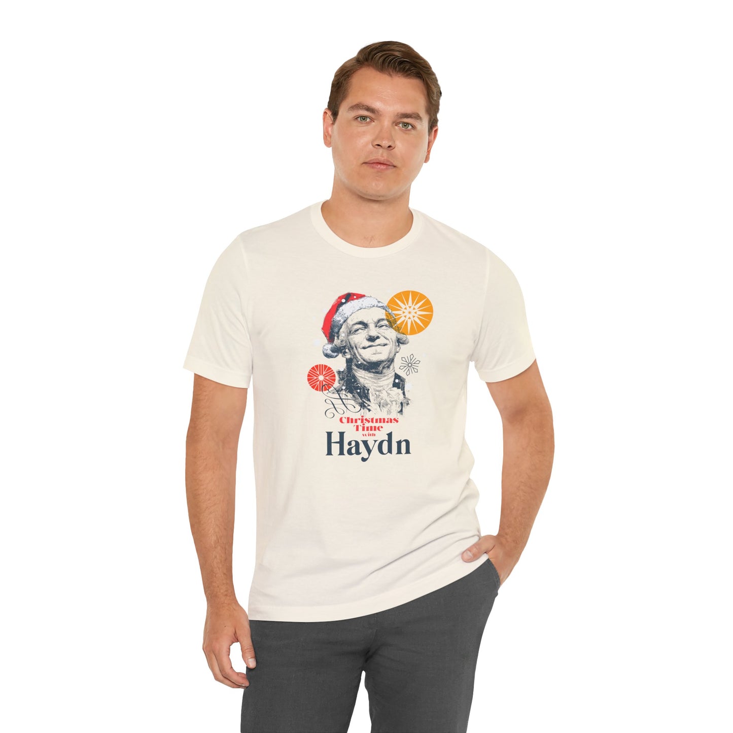 Christmas with Hayden - Holiday T-Shirt, Santa Shirt, Hayden with Santa Hat T-Shirt, Classical Music Christmas Shirt