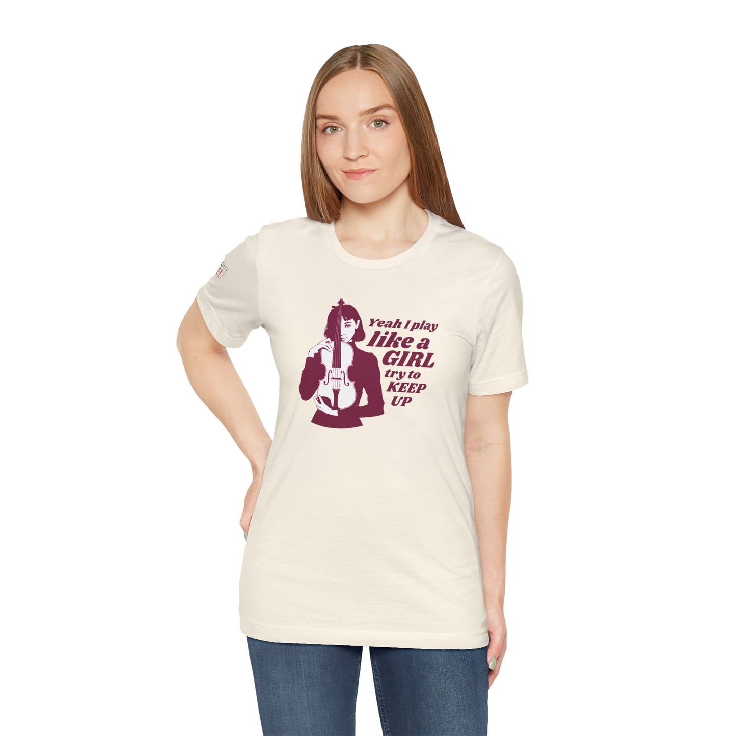 Play like a Girl- Violin T-Shirt (Light): Camerata Romeu Shirt, Play like a Girl Shirt, Orchestra Shirt, Female Musician Shirt,  Violin Shirt