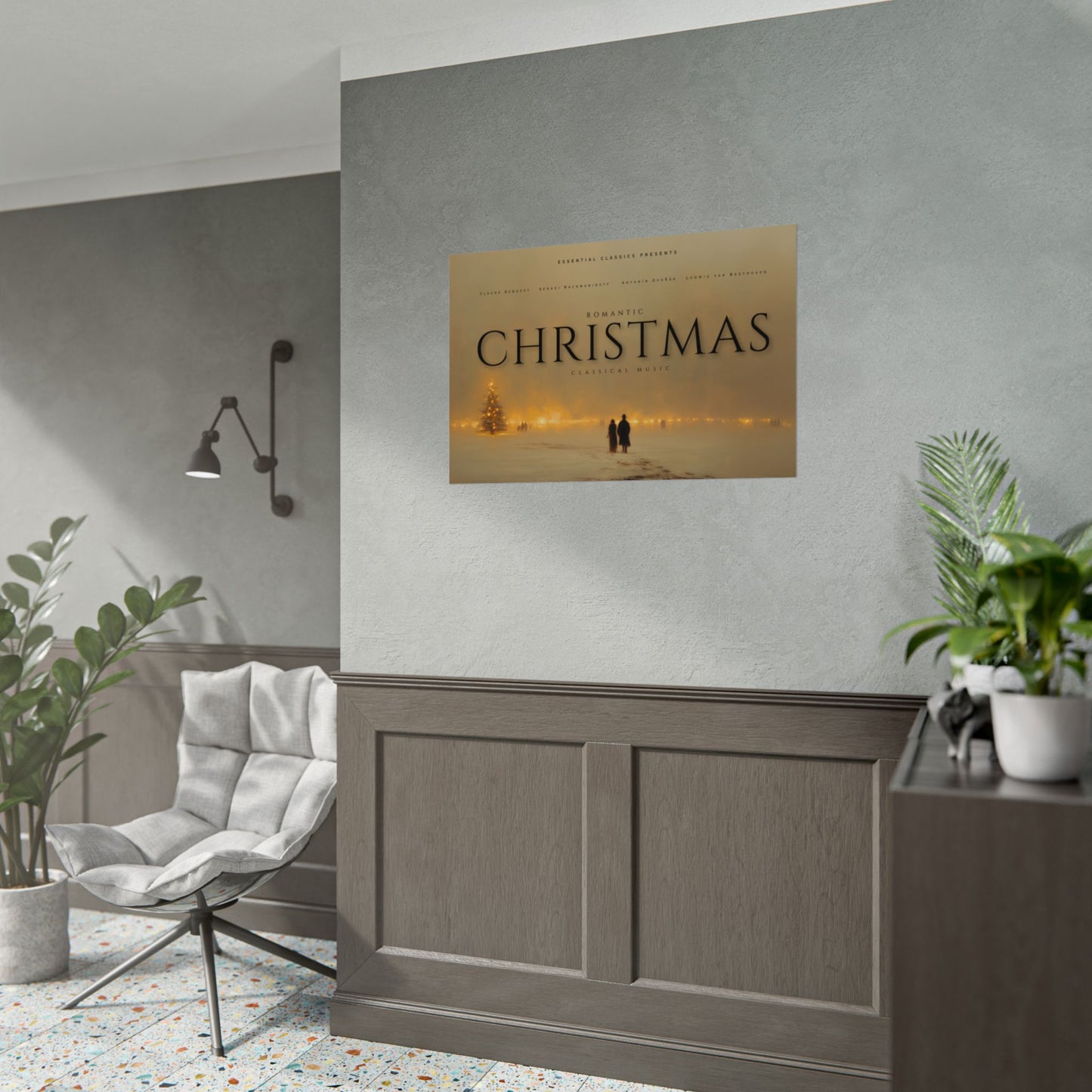 Romantic Christmas - Classical Music Inspired Poster, Winter Wonderland Print, Christmas Poster, Winter Print, Christmas Lights Poster