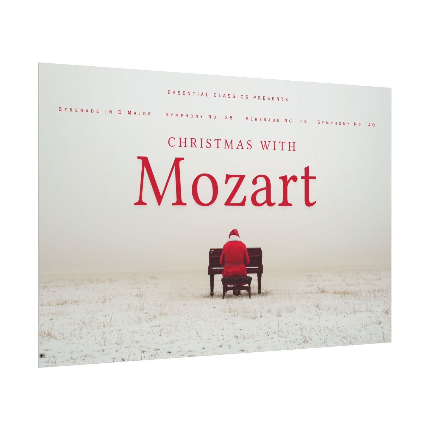 Mozart Christmas - Santa Poster, Santa Playing Piano Print, Holiday Print, Christmas Poster, Winter Print, Mozart Holiday Poster