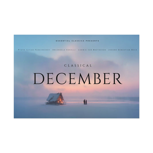 Classical December - Winter Poster, Winter Sunrise Print, Peaceful Landscape Poster, Holiday Decor Print