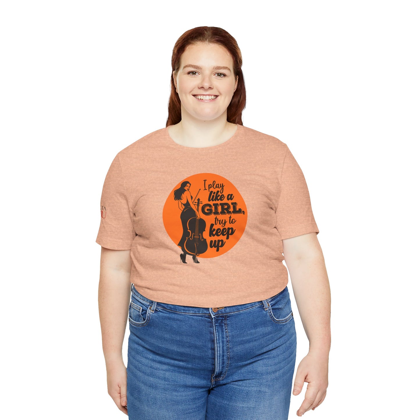 Play like a Girl T-Shirt (Light): Camerata Romeu Shirt, Play like a Girl Shirt, Orchestra Shirt, Female Musician Shirt, Cello Shirt