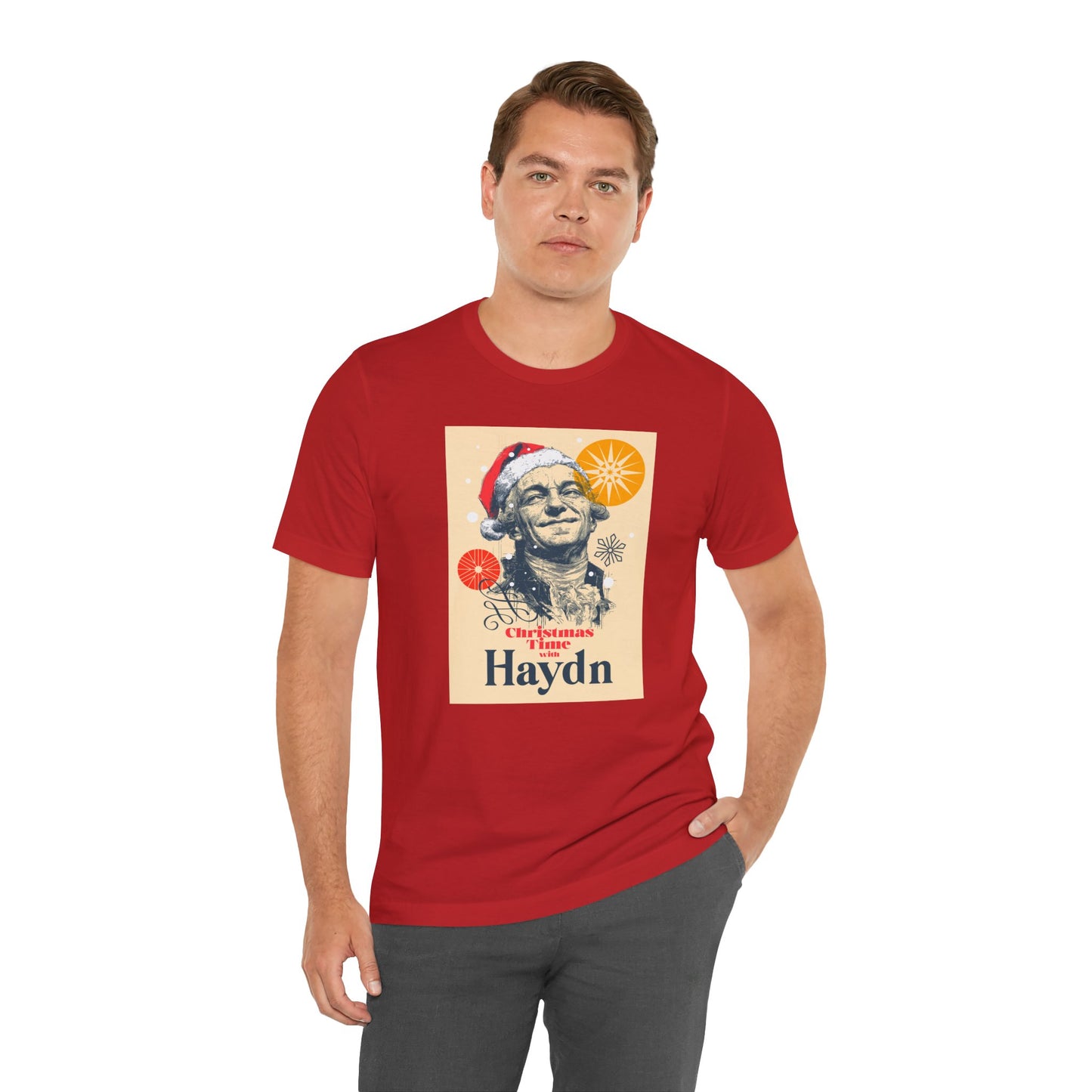 Christmas with Hayden - Holiday T-Shirt, Santa Shirt, Hayden with Santa Hat T-Shirt, Classical Music Christmas Shirt