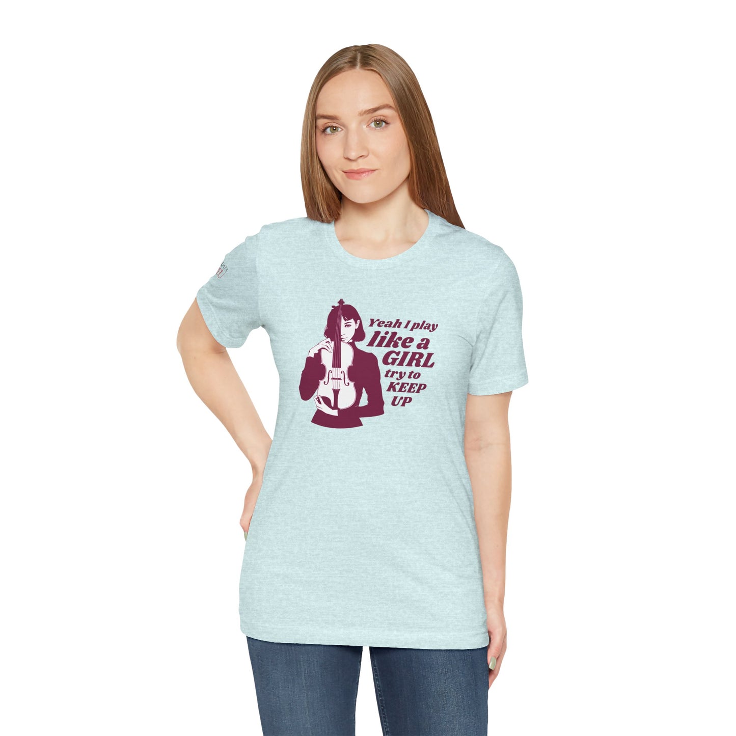 Play like a Girl- Violin T-Shirt (Light): Camerata Romeu Shirt, Play like a Girl Shirt, Orchestra Shirt, Female Musician Shirt,  Violin Shirt