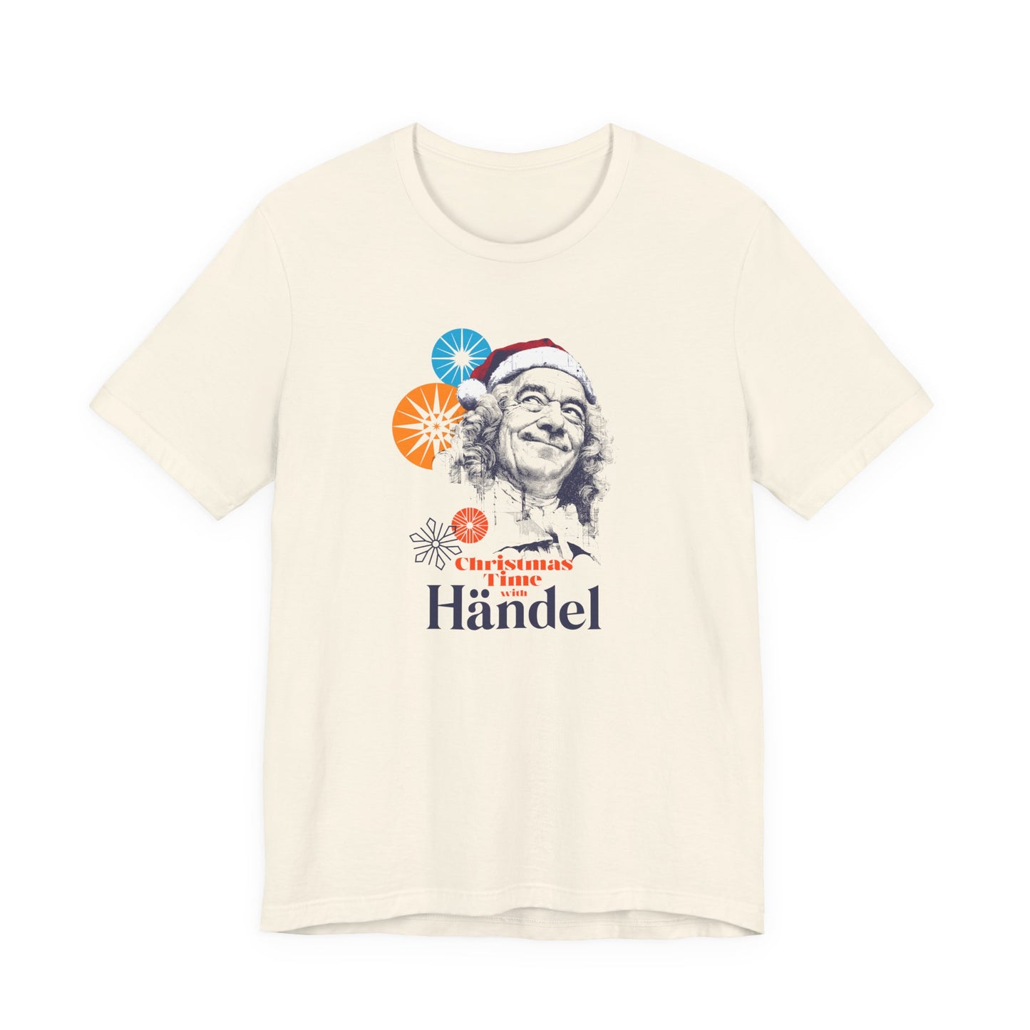 Christmas with Händel - Holiday T-Shirt, Santa Shirt, Händel with Santa Hat T-Shirt, Classical Music Christmas Shirt