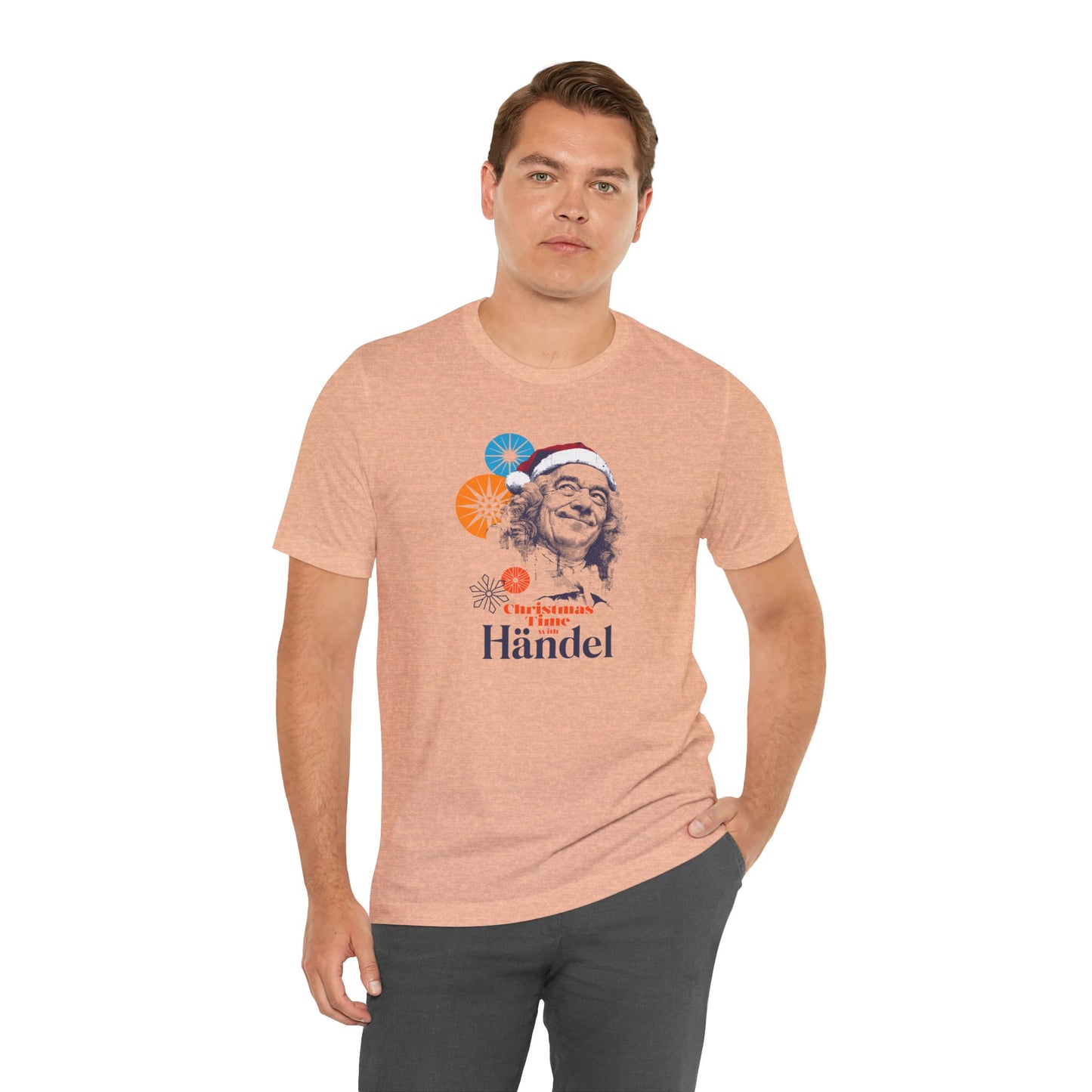 Christmas with Händel - Holiday T-Shirt, Santa Shirt, Händel with Santa Hat T-Shirt, Classical Music Christmas Shirt