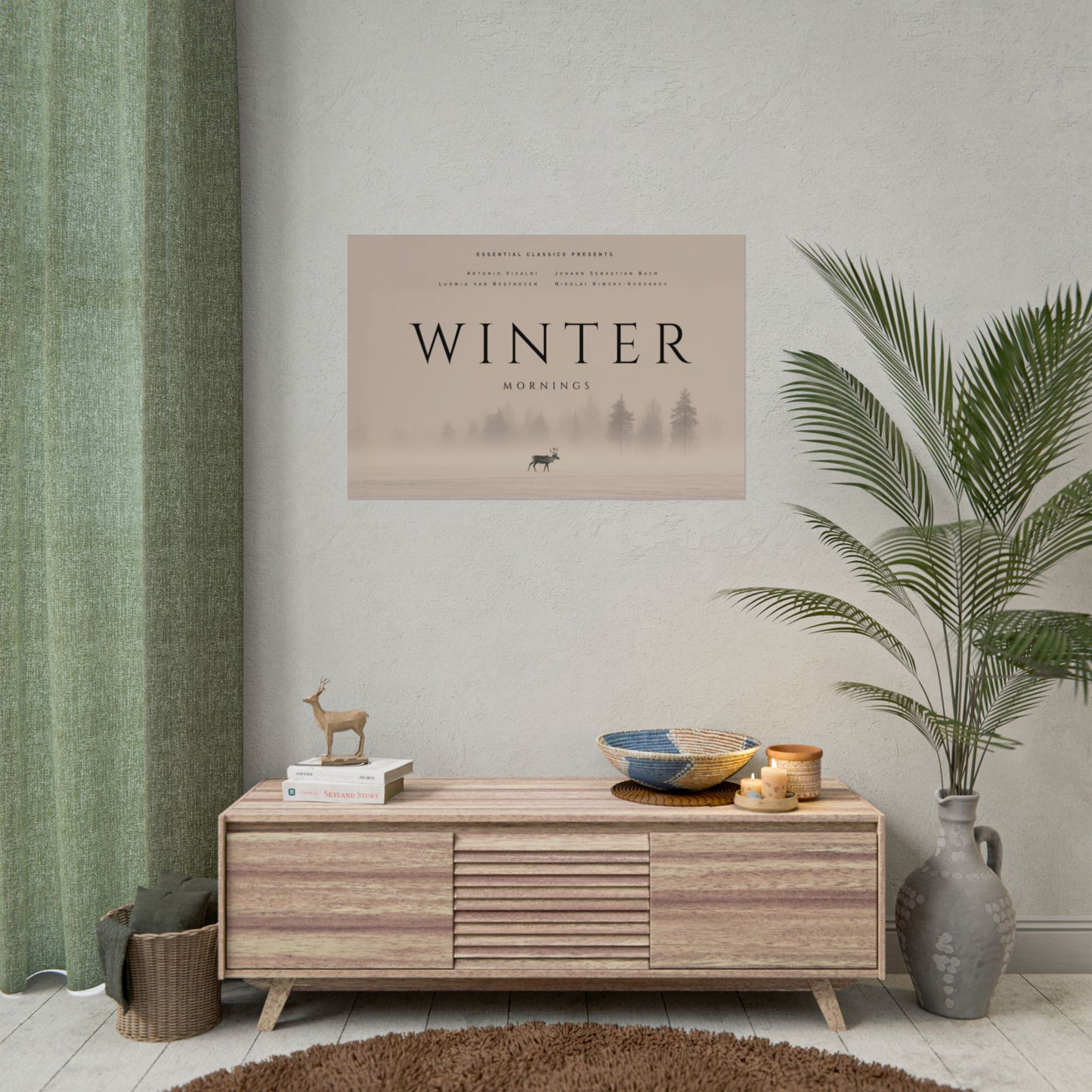 Winter Morning - Classical Music Rolled Poster, Mozart Vivaldi & Bach Inspired Art, Winter Print, Soft Morning Poster, Wilderness Print