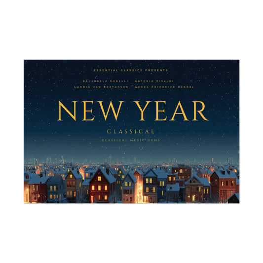 Happy New Year - Classical Music Celebration Poster, Night Sky Print, Starry Night Poster, New Year's Resolution Poster