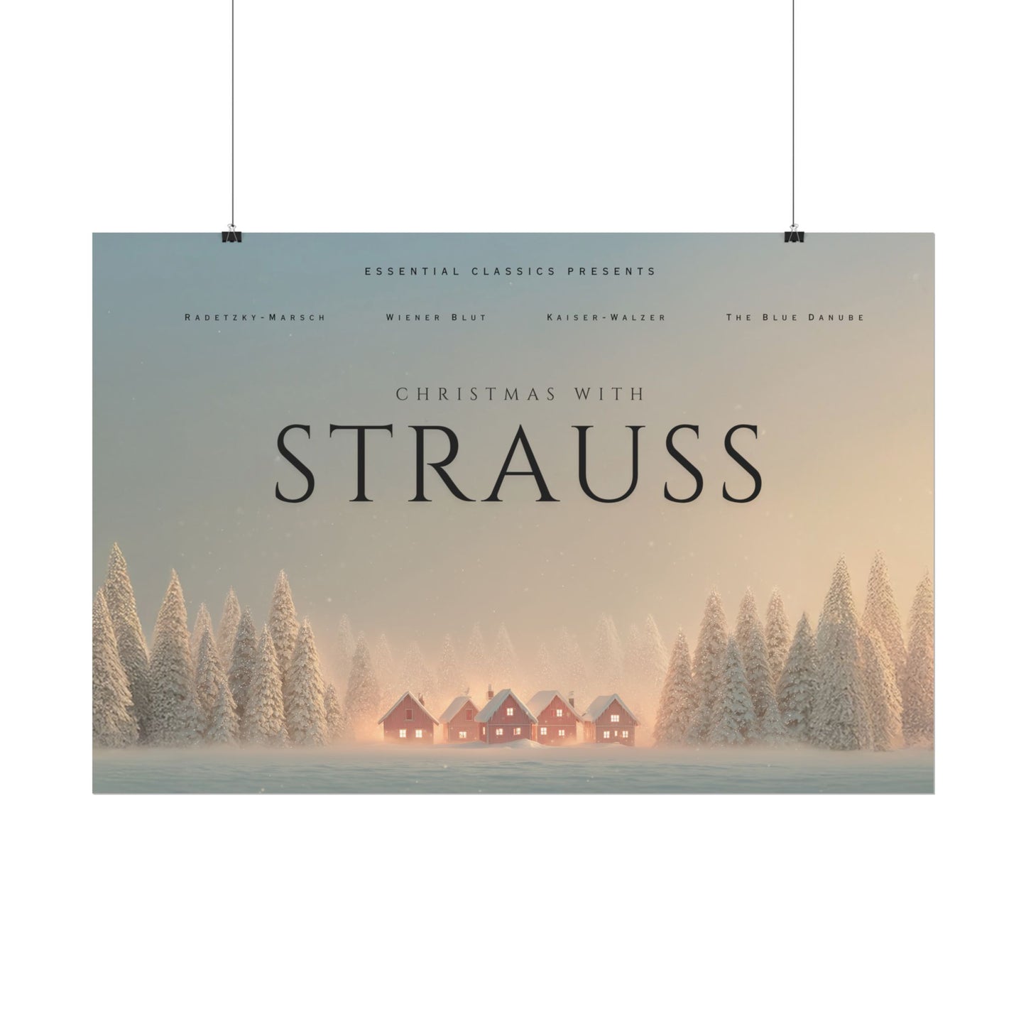 Christmas with Strauss - Classical Christmas Print, Christmas Countryside Poster, Holiday Classics Print, Richard Strauss inspired Poster