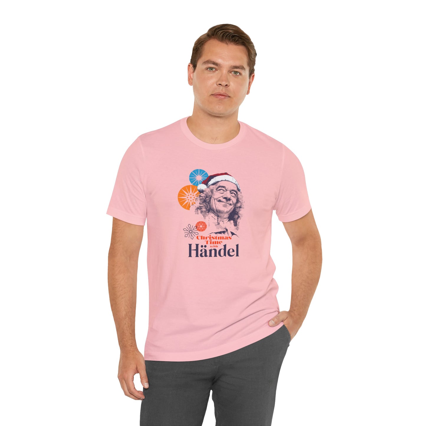 Christmas with Händel - Holiday T-Shirt, Santa Shirt, Händel with Santa Hat T-Shirt, Classical Music Christmas Shirt
