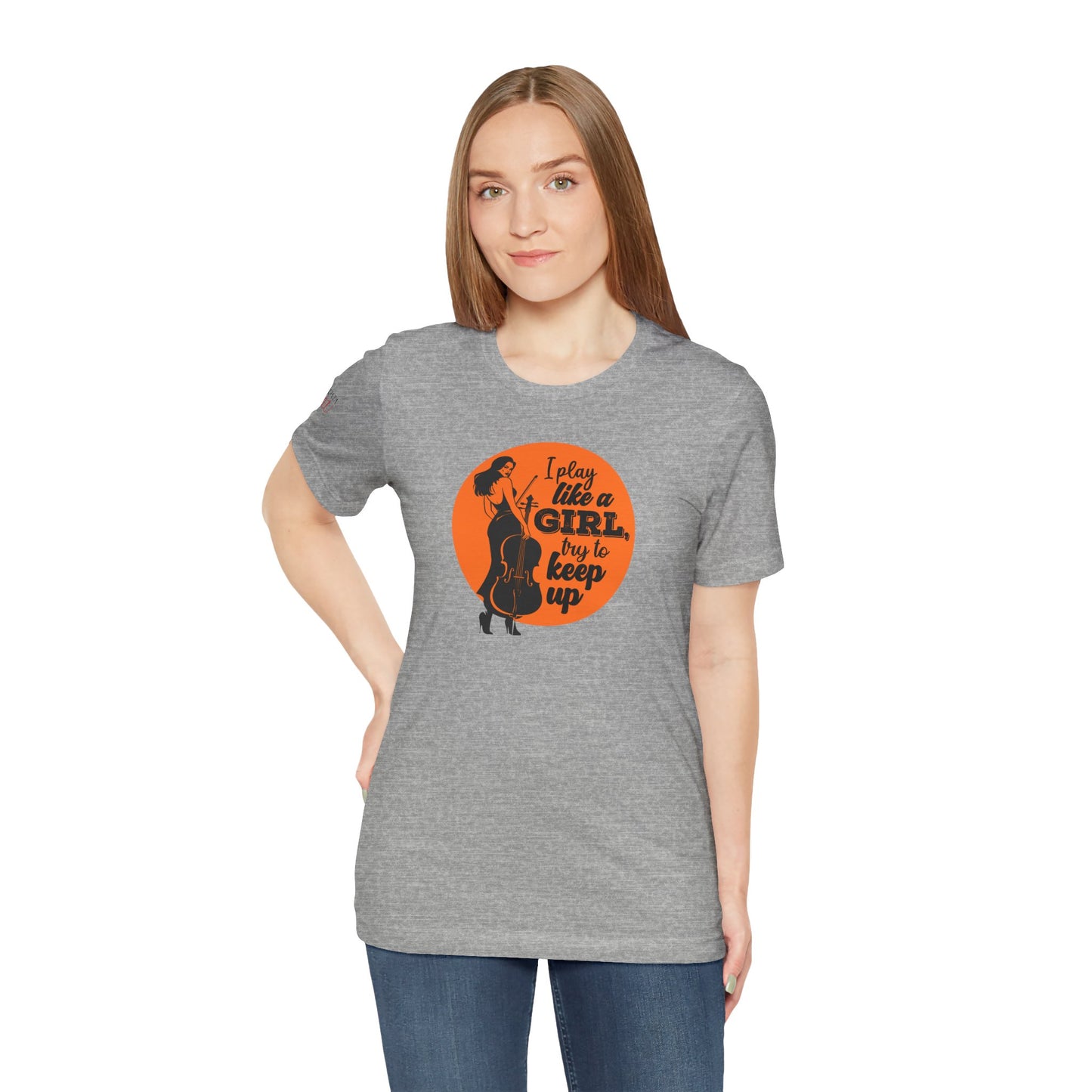 Play like a Girl T-Shirt (Light): Camerata Romeu Shirt, Play like a Girl Shirt, Orchestra Shirt, Female Musician Shirt, Cello Shirt