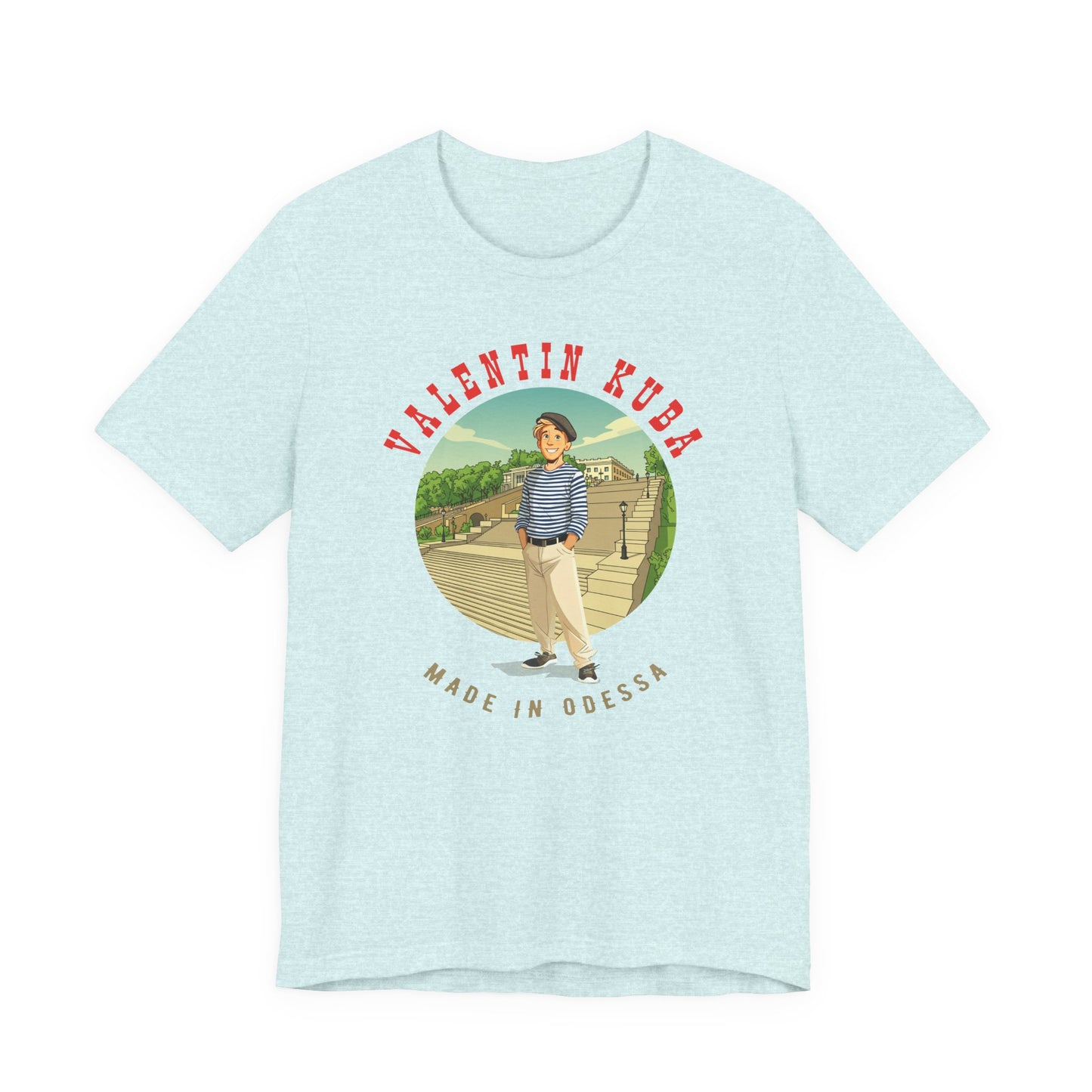 (ENG) Kuba at the Potemkin Stairs - Klezmer Music T-Shirt, Odessa Music Shirt, Valentin Kuba Tee, Music from Ukraine Shirt